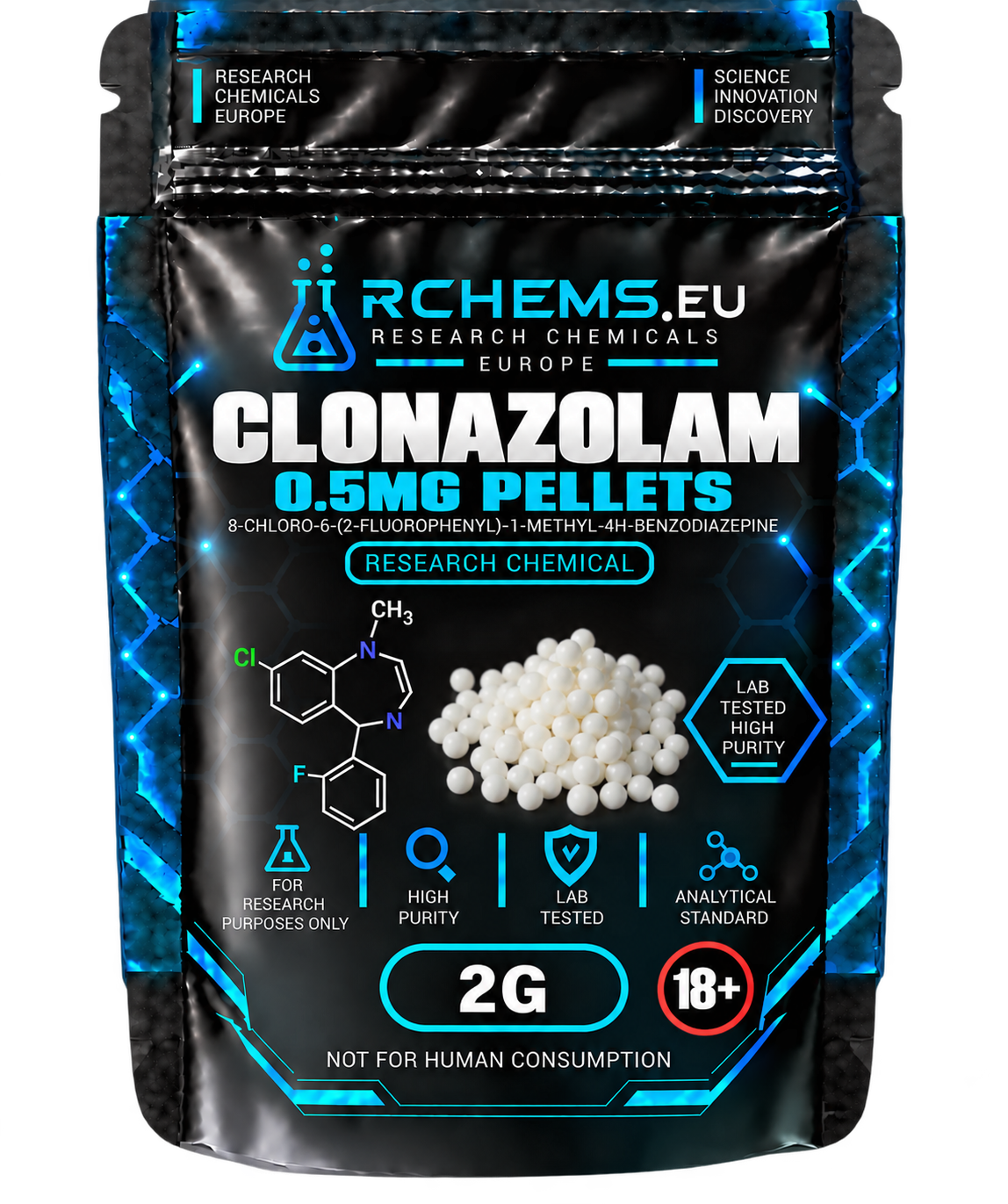 Clonazolam 0.5mg Pellets chemical research reference