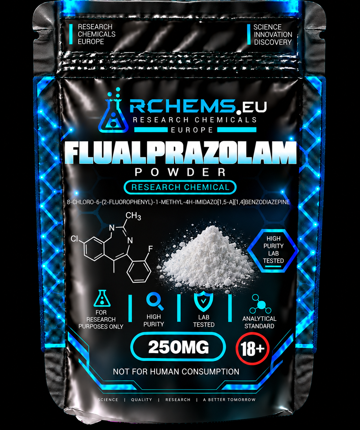 Flualprazolam 250mg Powder Research Chemical Analytical Container